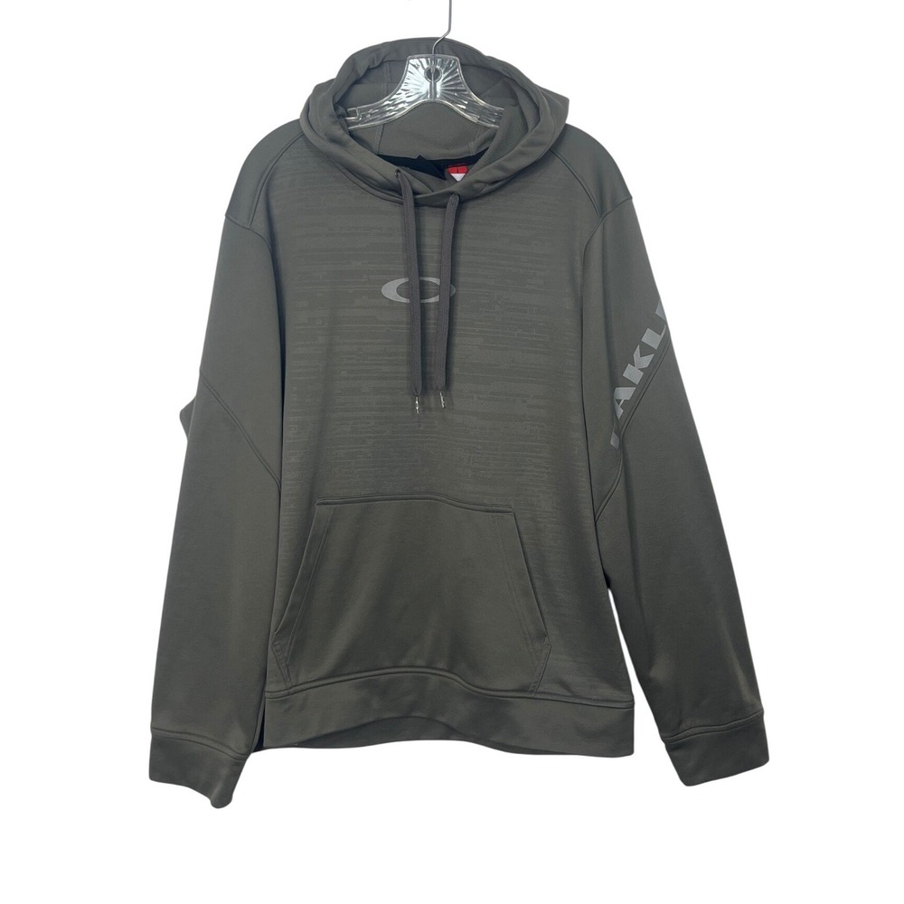Oakley Hoodie Mens XL Gray Fleece Pullover Activewear Logo Casual Gym Y2K